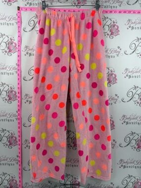 Justice Fleece Pajama Pants with Pink, orange and Neon Polka Dots Comfy lounge